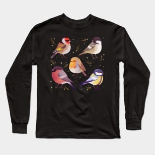 Cute European birds illustration Long Sleeve T-Shirt